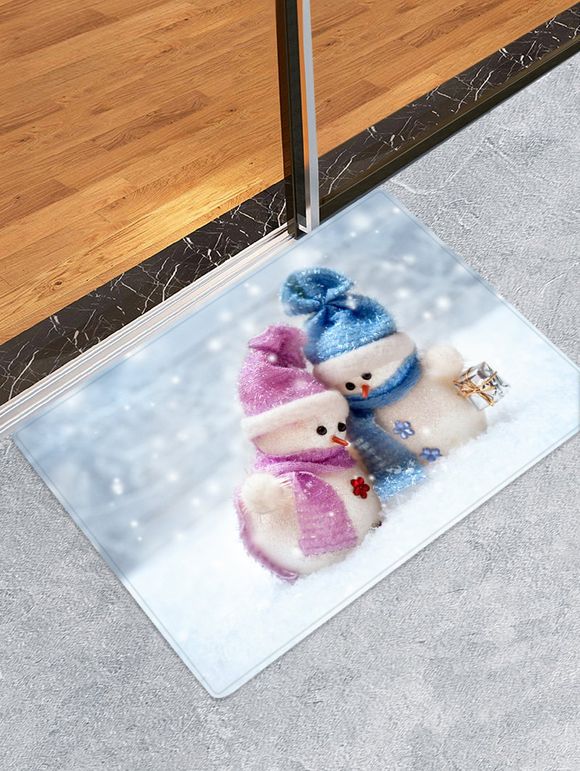 Tapis de Sol Motif de Cœur et Bonhomme de Neige de Noël Antidérapant - multicolor W20 X L31.5 INCH