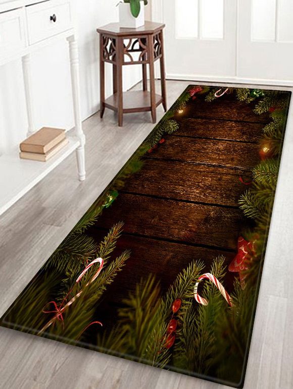 Tapis de Sol Motif de Bois et Sapin de Noël Antidérapant - multicolor W24 X L71 INCH
