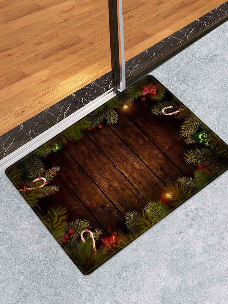 

Christmas Tree Wood Pattern Anti-skid Area Rug, Multi