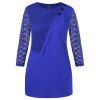 Robe de Bureau en Dentelle Insérée de Grande Taille - Bleu L