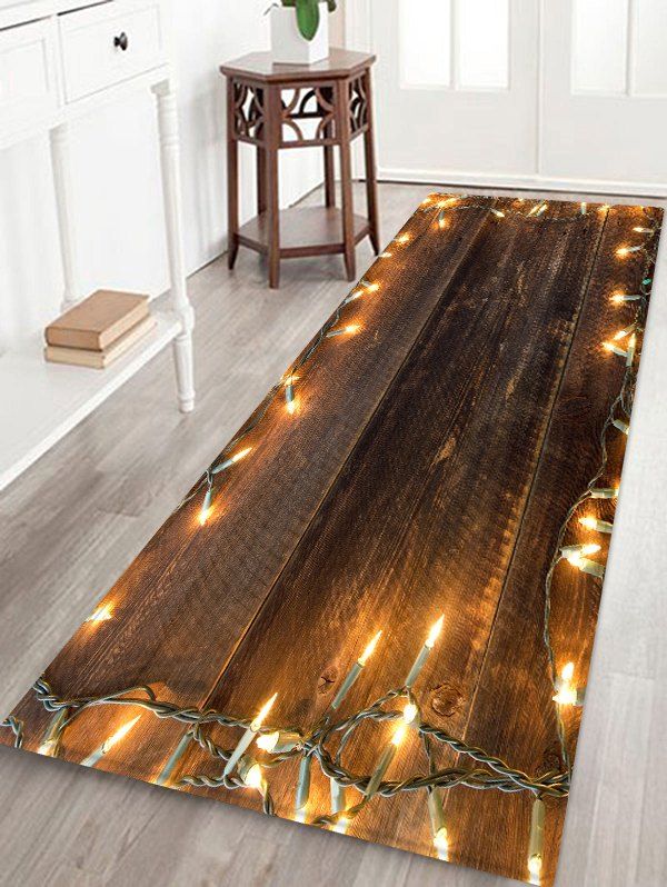 

Wood and Lights Pattern Water Absorption Floor Rug, Multi