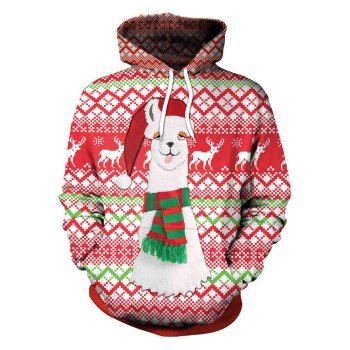 Image of Christmas Cap Print Pullover Hoodie