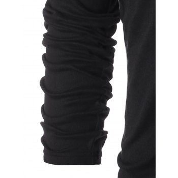 

Striped Pile Heap Collar Long Sleeve T-shirt, Black