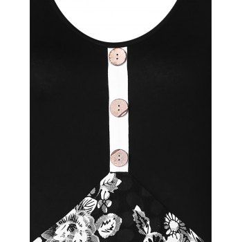 

Plus Size Floral Print Asymmetric Dress, Black