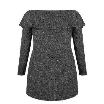 

Plus Size Off The Shoulder Marled Knitwear, Gray