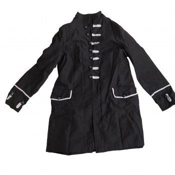 

Men Vintage Jacket Outfit Jacquard Steampunk Gothic Cosplay Costume Overcoat, Black