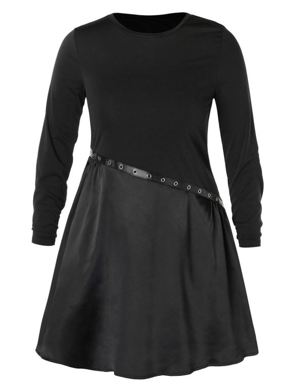 Robe Trapèze à œillet Inséré de Grande Taille - Noir L