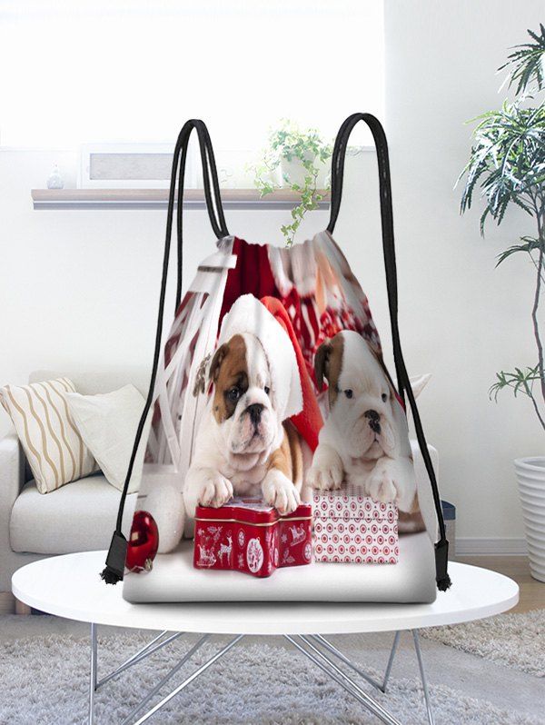 

Christmas Dogs Pattern Gift Drawstring Bag, Multi