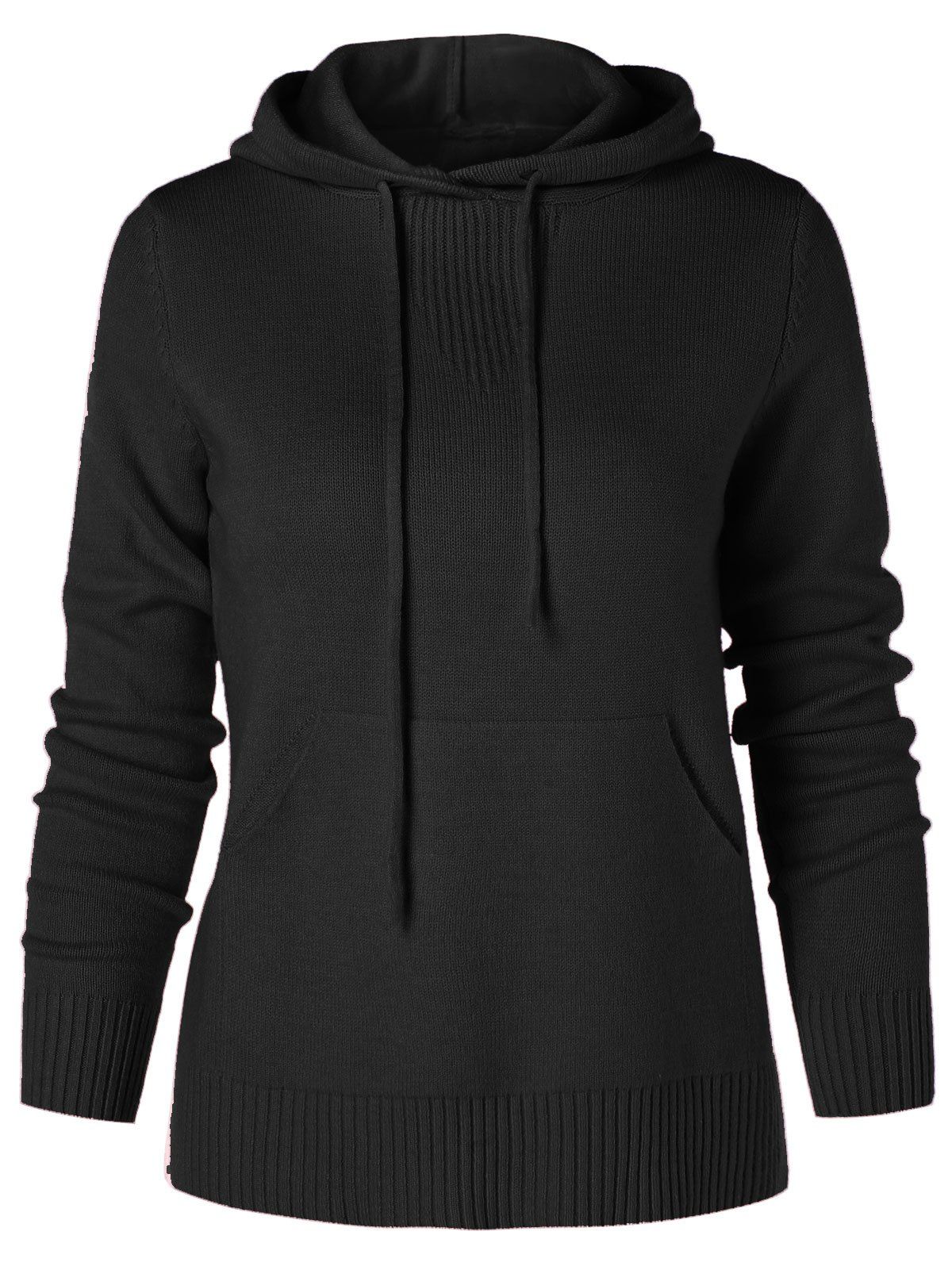 

Kangaroo Pocket Knit Hoodie, Black