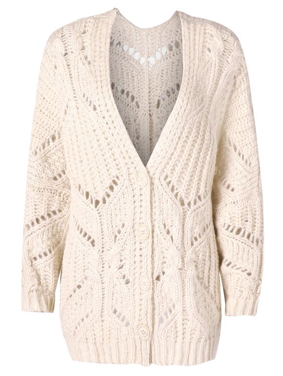 Cardigan Evidé Boutonné au Crochet - Blanc Chaud XL