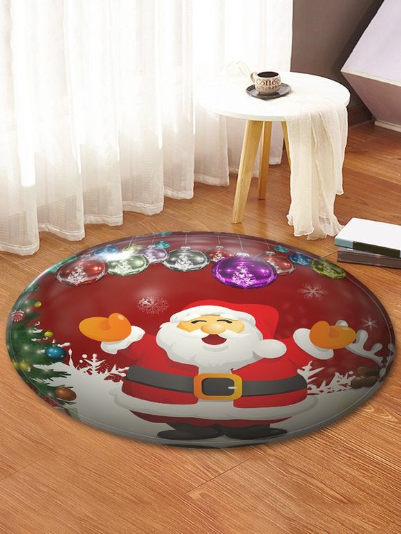 Tapis de Sol Anti-dérapant Absorbant d'Eau Motif de Père Noël - multicolor 60CM (ROUND)