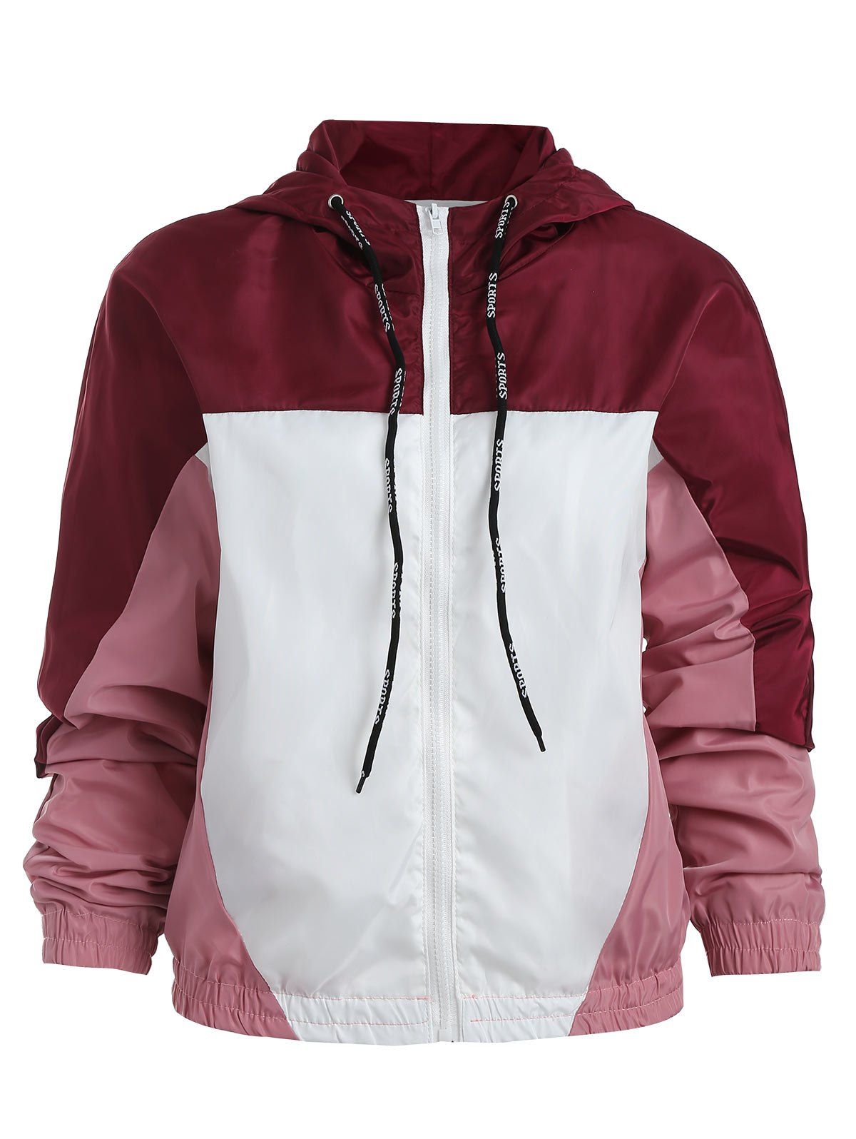 

Drawstring Contrast Jacket, Red wine