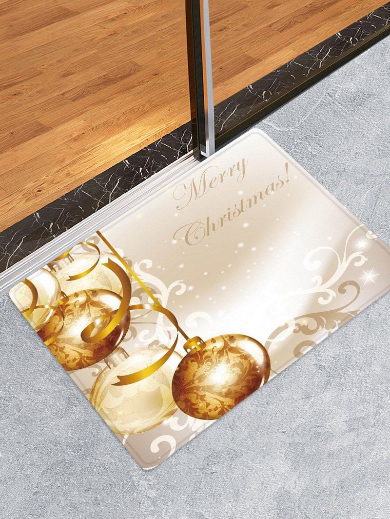 

Christmas Balls Pattern Anti-skid Water Absorption Area Rug, Multi