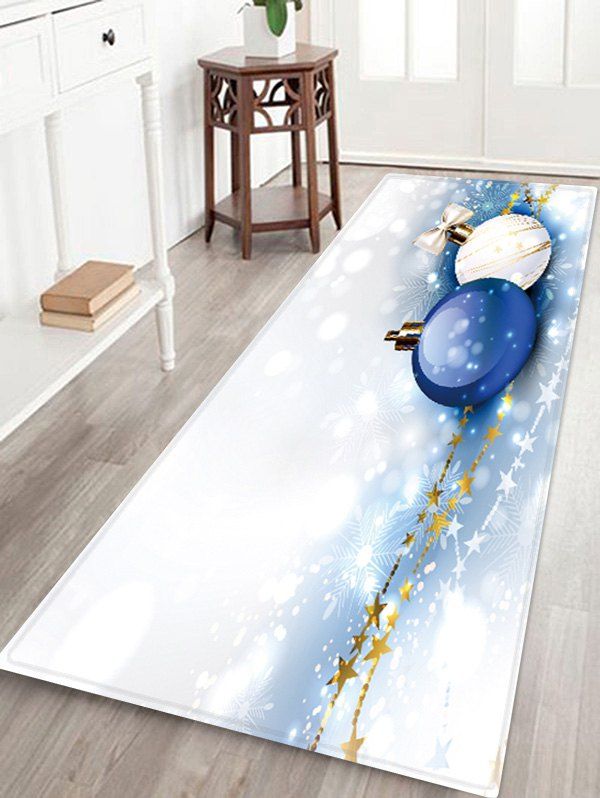 

Christmas Balls Star Pattern Anti-skid Area Rug, White