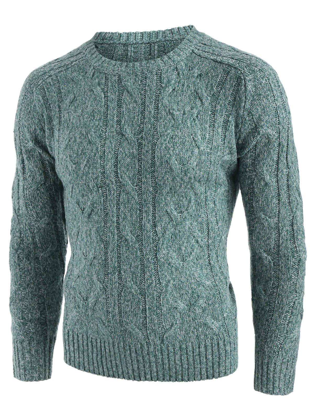 

Crew Neck Long Sleeve Pullover Sweater, Greenish blue