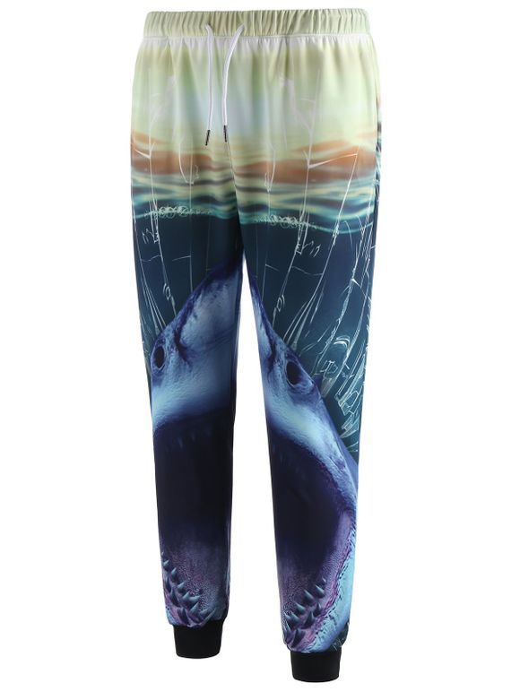 Pantalon de jogging à taille élastique avec imprimé requin - multicolor S