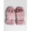 Cute Solid Color Fuzzy Mitten Gloves - Rose clair 