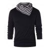 Striped Pile Heap Collar Long Sleeve T-shirt - BLACK 2XL