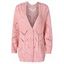 Button Up Hollow Out Crochet Cardigan - PINK L