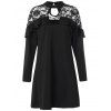Robe Panneau en Dentelle à Volants avec Trou Pouce - Noir 4X