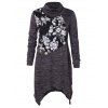 T-shirt Floral de Grande Taille à Col Bénitier - Gris fumée 2X