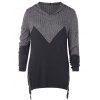 T-shirt à Capuche Asymétrique Contrasté Teinté de Grande Taille - Gris 4X