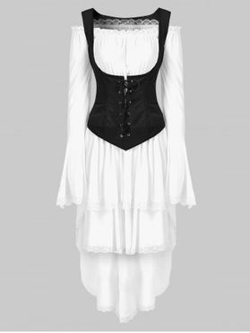 Long Sleeve Vintage Layered Asymmetrical Corset Dress