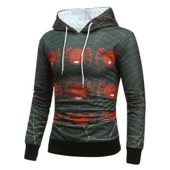 

Halloween Spider Web Drawstring Hoodie, Multicolor