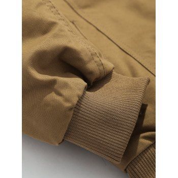 

Fluffy Lined Warm Stand Collar Pockets Jacket, Khaki