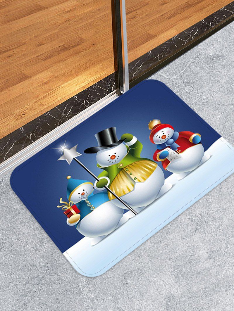 

Christmas Snowmen Pattern Anti-skid Water Absorption Area Rug, Multi
