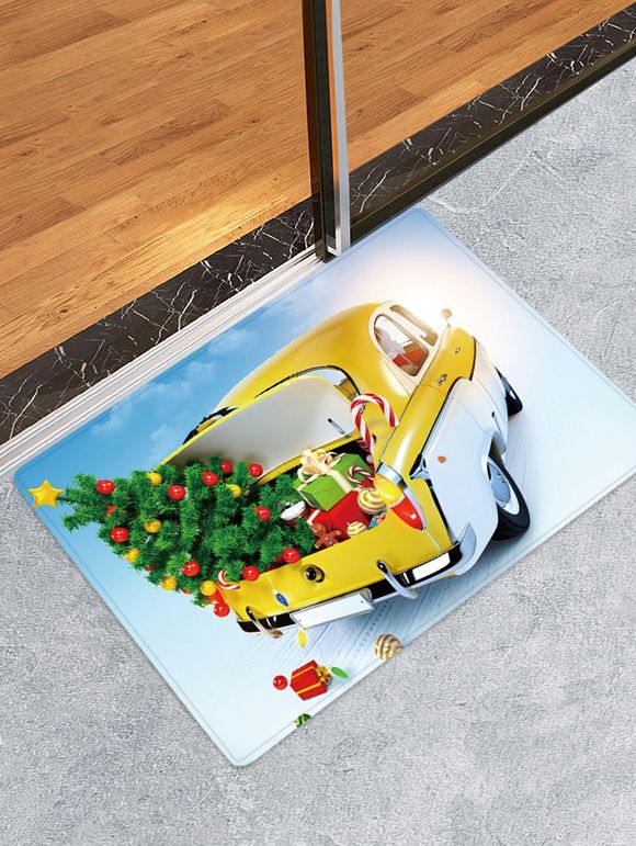 Tapis anti-dérapant absorbant l'eau modèle de voiture arbre de Noël - multicolor W16 X L24 INCH