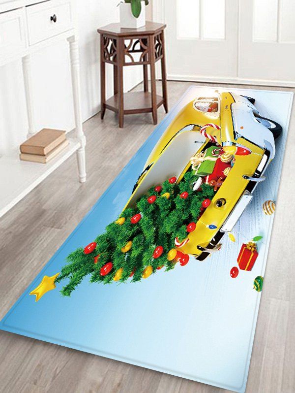 

Christmas Tree Car Pattern Anti-skid Water Absorption Area Rug, Multi