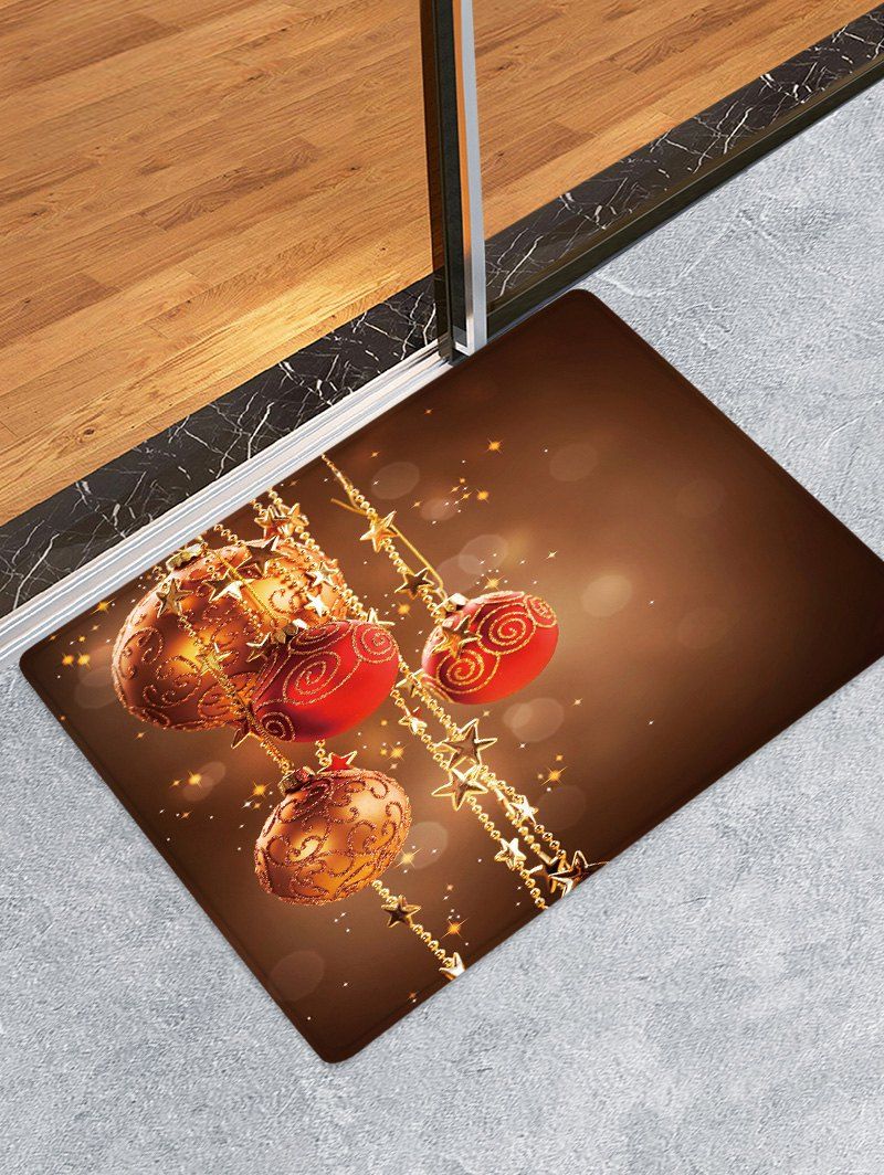 

Christmas Balls Stars Pattern Anti-skid Area Rug, Multi