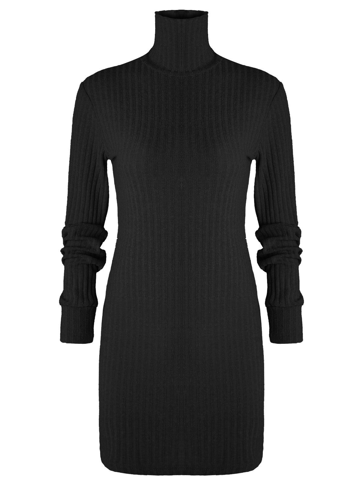 [26% OFF] 2021 Tunic Turtleneck Sweater In BLACK | DressLily