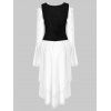 Long Sleeve Vintage Layered Asymmetrical Corset Dress - WHITE M