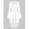 Long Sleeve Vintage Layered Asymmetrical Corset Dress - WHITE M