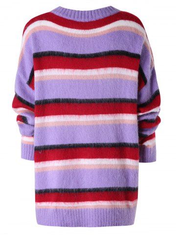 Fold over collar rivet color block sweater