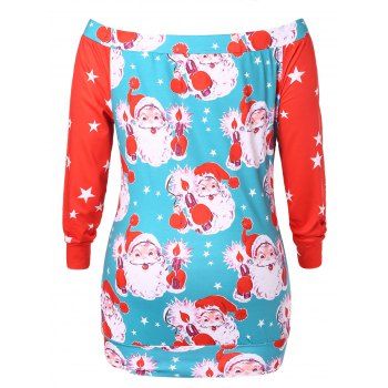 

Plus Size Star and Santa Claus Print Sweatshirt, Multicolor