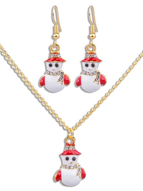 Cute Snowman Decorative Party Jewelry Suit - Or 