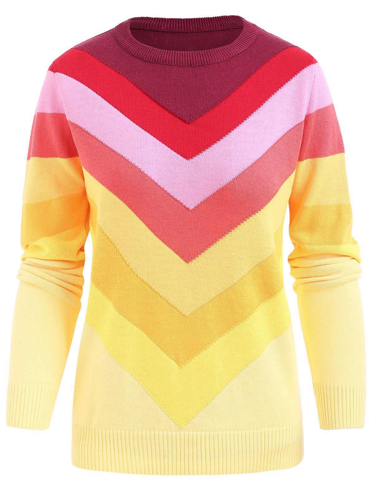 

Colorful Chevron Striped Knit Sweater, Multi