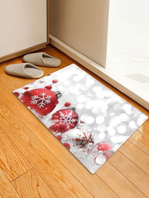 Tapis imprimé de boules de neige de Noël - multicolor W24 X L35.5 INCH