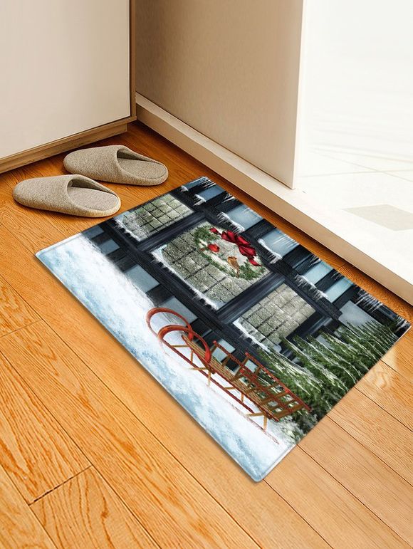 Tapis de Sol de Noël Décoratif Scène de Neige Imprimé - multicolor W16 X L24 INCH