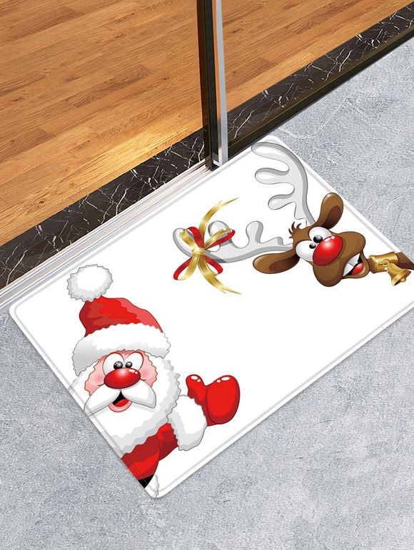 Tapis Anti-dérapant Absorbant d'Eau Motif de Cerf et de Père Noël - multicolor W24 X L35.5 INCH