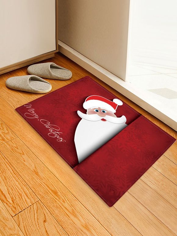 Tapis Anti-dérapant Absorbant d'Eau Moitf de Père Noël - Rouge Vineux W24 X L35.5 INCH