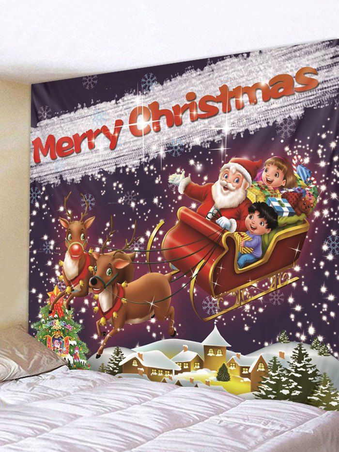 Father Christmas Deer Gift Print Tapestry Art Decoration Father Christmas Deer Gift Print Tapestry Art Decoration