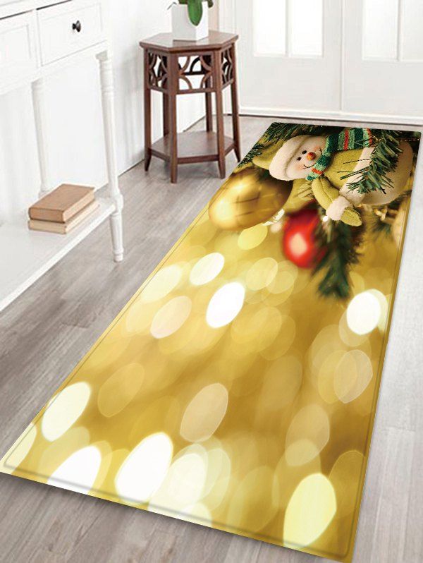 

Christmas Ball Snowman Pattern Water Absorption Area Rug, Multi