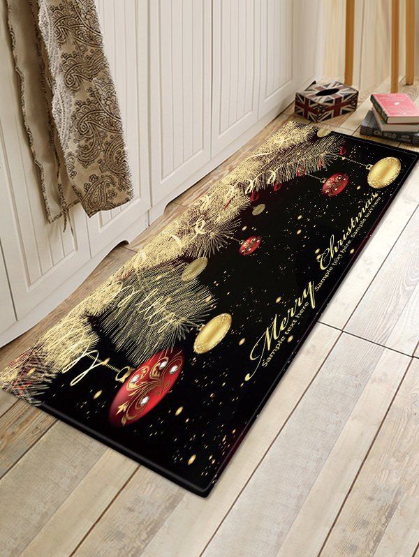 

Christmas Hanging Balls Pattern Water Absorption Area Rug, Multi