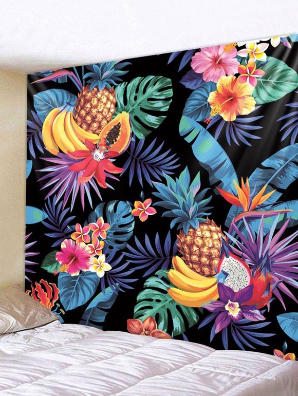 Tapisserie Art Décoration Ananas Banane et Fleur Imprimés - multicolor W79 X L59 INCH