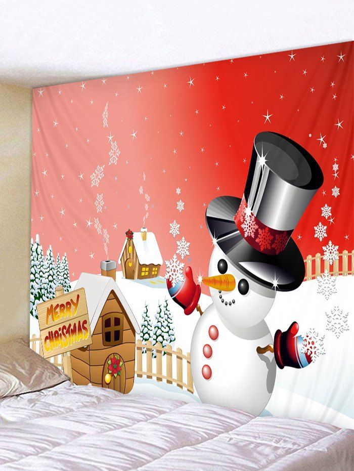 

Merry Christmas Snowman Print Tapestry Art Decoration, Multi