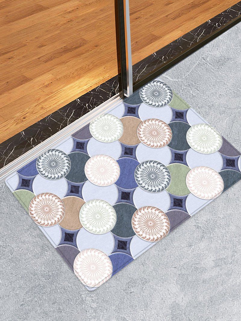 

Geometric Circle Printed Floor Rug, White